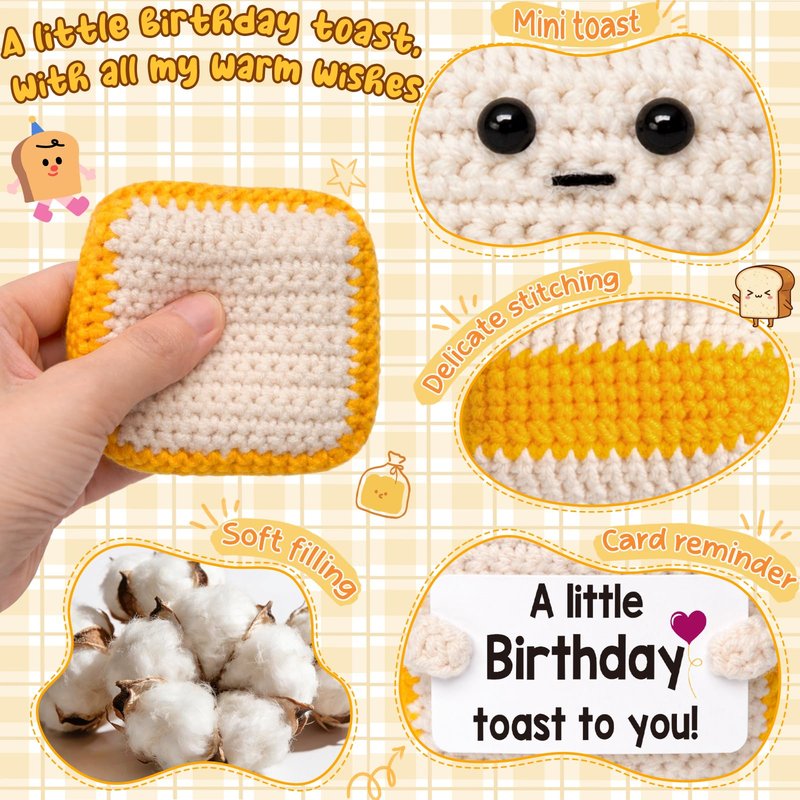 Ovrrcame A Little Birthday Toast to You - Funny Happy Birthday Gifts for Women, Men, Mom, Dad, Sister, Best Friend - Unique Birthday Decorations Crochet Toast Gift Card for Her/Him Ideas, Fathers Day