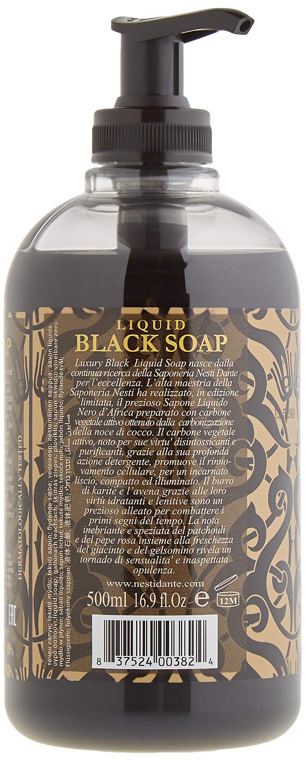 Nesti Dante 251242 16.9 oz Luxury Liquid Black Soap with Vegetal Active Carbon