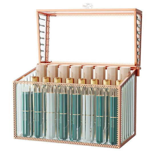 Youdepot Lipstick Organizer Lipstick Holder - 24 Spaces, Tempered Glass Lip Gloss and Perfume Organizer,Vanity Lipstick Holder and Organizer.