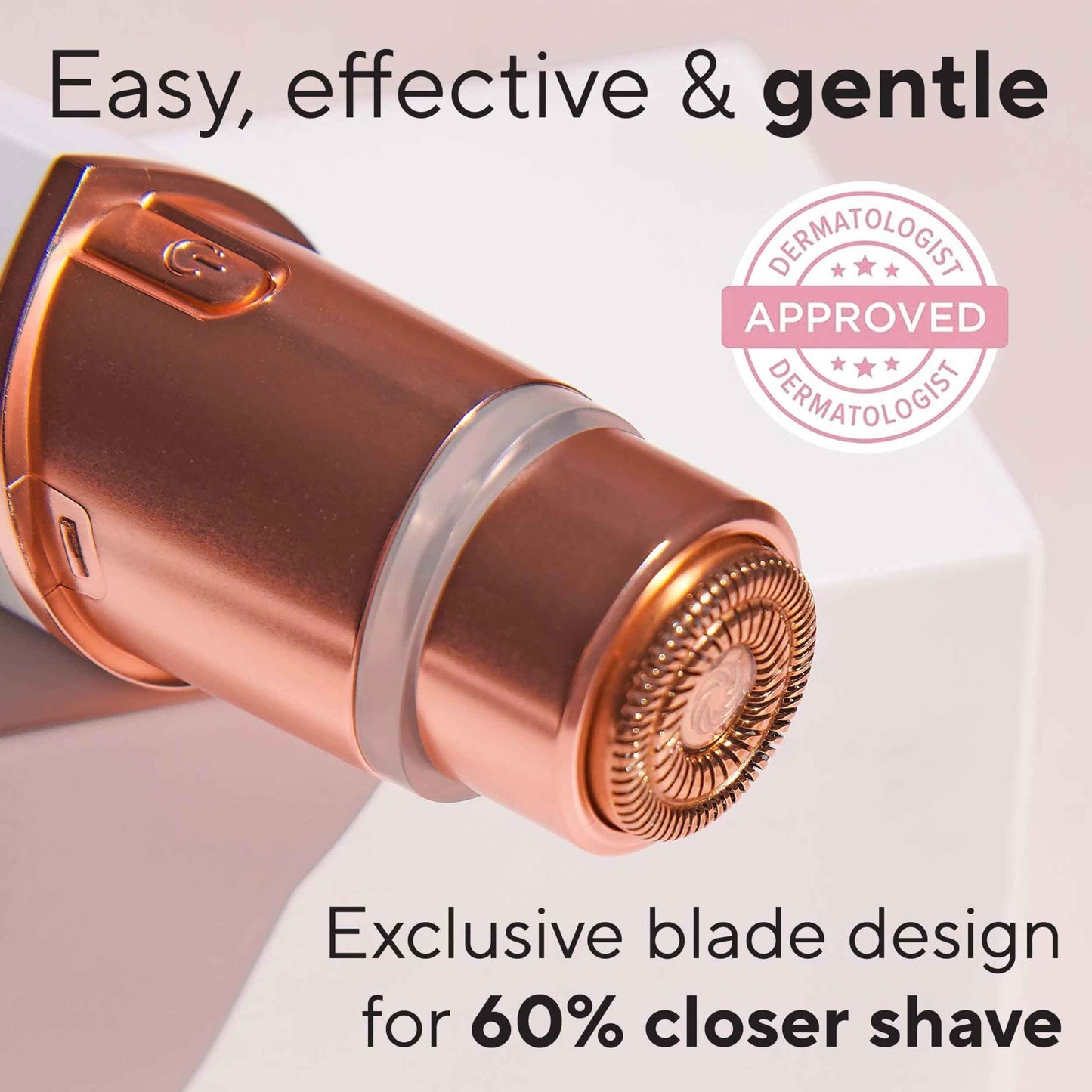 Finishing Touch Flawless Facial Hair Remover for Women, Rose Gold Electric Face Razor with LED Light, Recyclable Packaging
