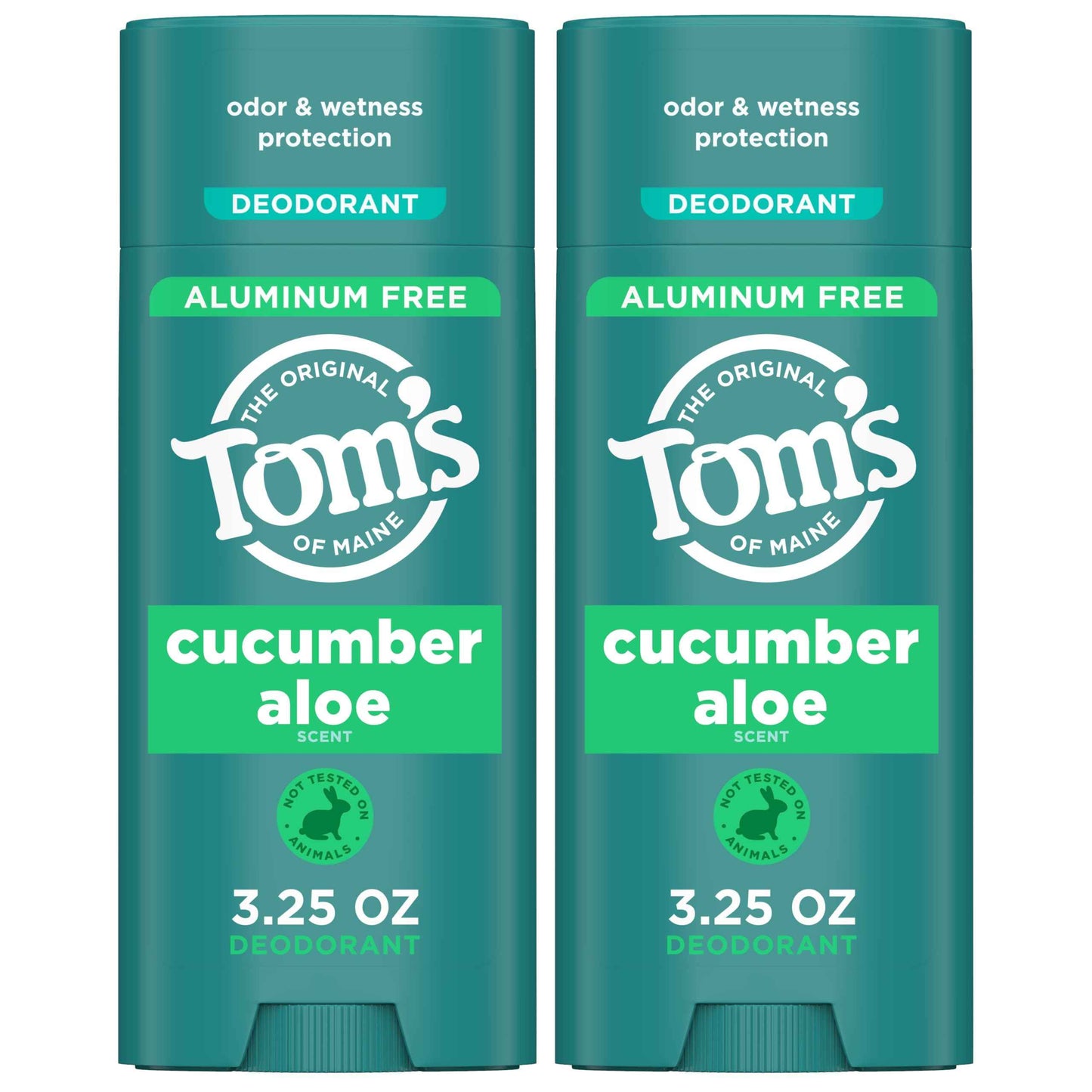 Tom’s of Maine Cucumber Aloe Aluminum Free Natural Deodorant For Women & Men | Goes on Clear | Odor & Wetness Protection | Naturally Derived and Moisture-Locking Ingredients | 3.25 oz (2 Pack)