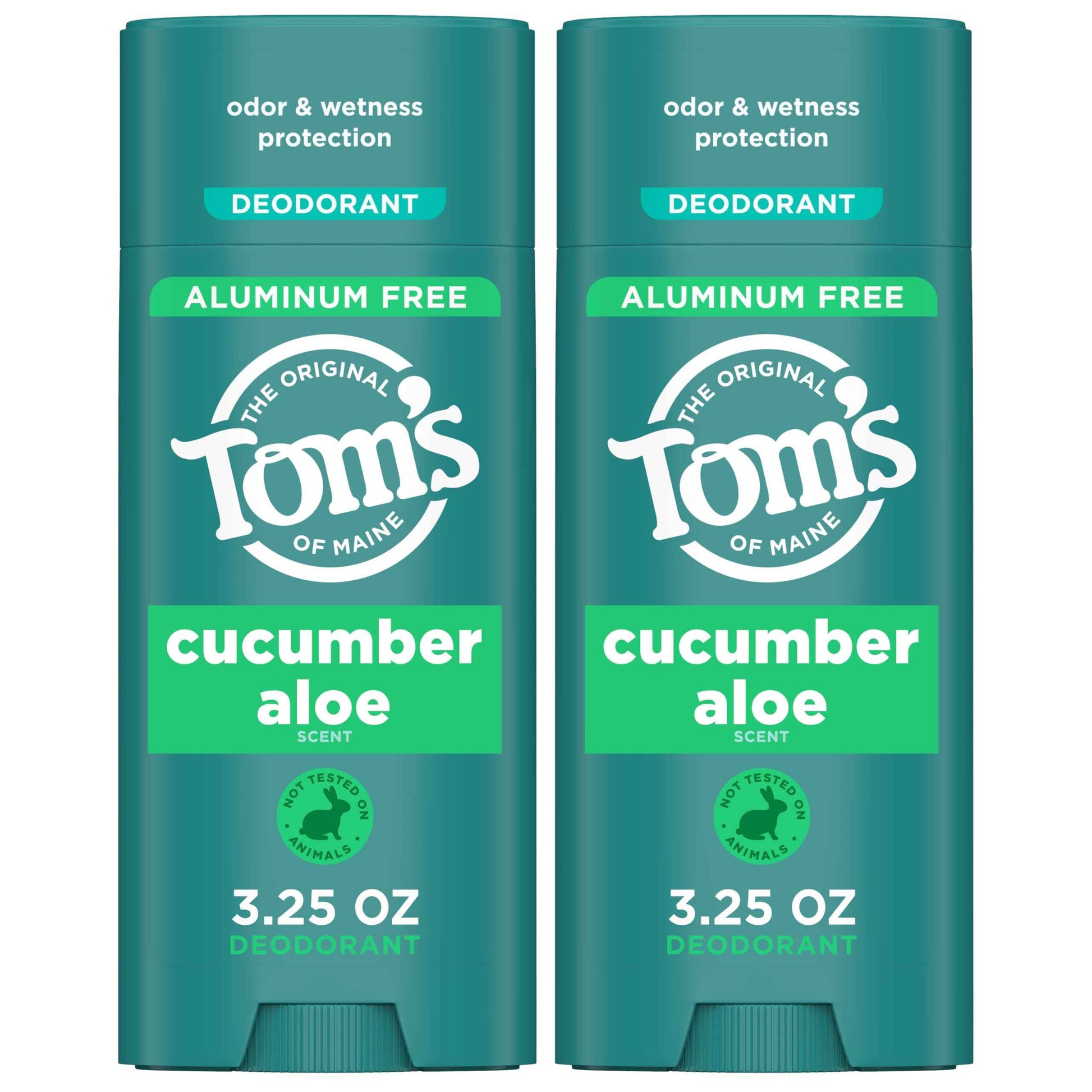 Tom’s of Maine Cucumber Aloe Aluminum Free Natural Deodorant For Women & Men | Goes on Clear | Odor & Wetness Protection | Naturally Derived and Moisture-Locking Ingredients | 3.25 oz (2 Pack)