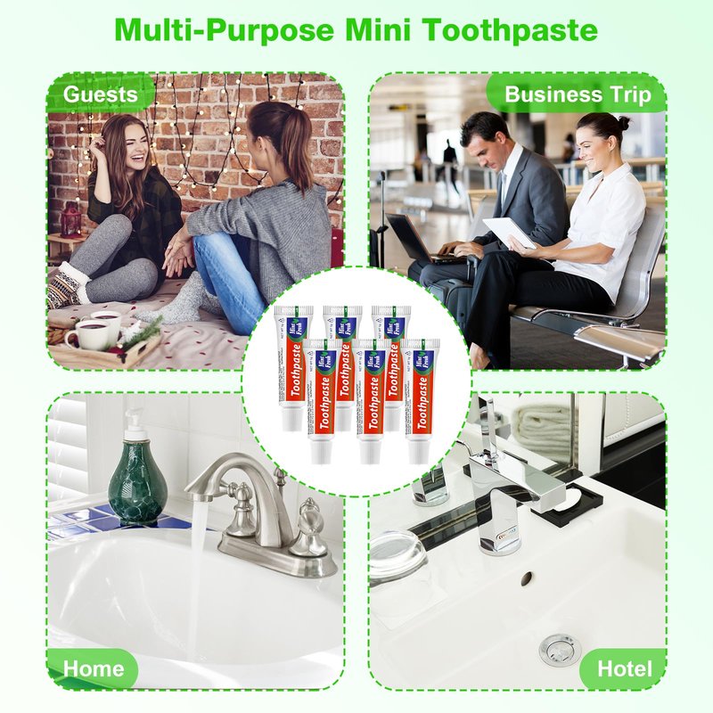 HOFASON 200 Tubes Bulk Travel Size Toothpaste 0.18 oz, Extra Small 2.28x0.78 inches Disposable Travel Size Bulk Mini Toothpaste Peppermint for Bad Breath, Guests, Homeless, Hotel, Charity Toiletries