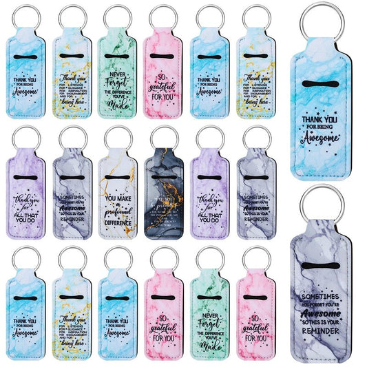 Ecation 72 Pcs Lipstick Holder Bulk Lipstick Holder Keychain Thank You Inspirational Lip Gloss Pouch Portable(Marble Colors)