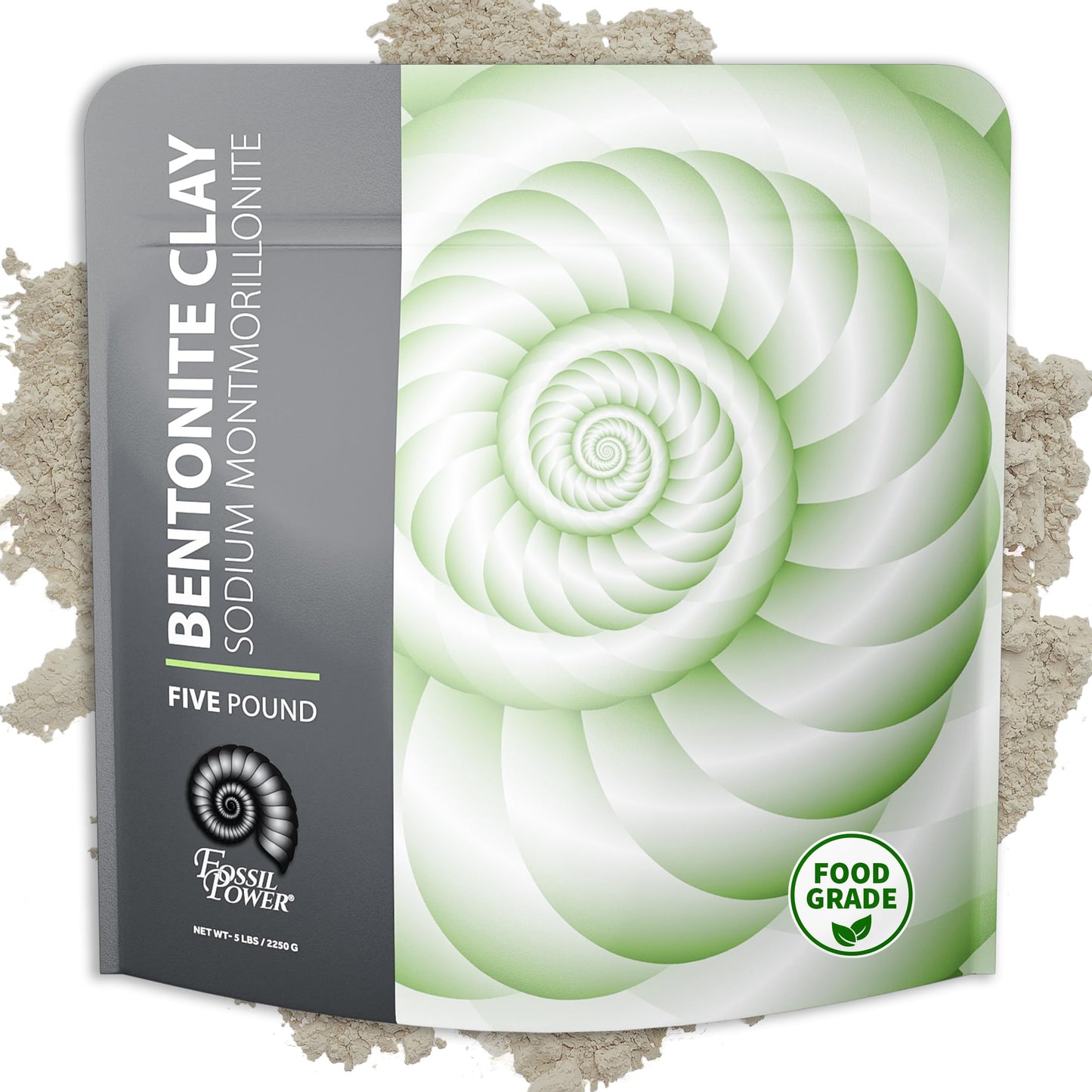 FOSSIL POWER Bentonite Clay Powder (5lb) | Bentonite Clay Mask For Face, Body, Feet, Hair & More | Deep Pore Cleansing | Clay Mask for Acne & Oily Skin | DIY Face Mask Beauty for Women & Men