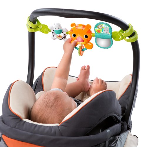 Bright Starts Take Along Musical Carrier Baby Activity Toy Bar, Hanging Car Seat Toy, 4 Fun Melodies, Fine Motor Skill Development Ages Newborn +, Multi-Color