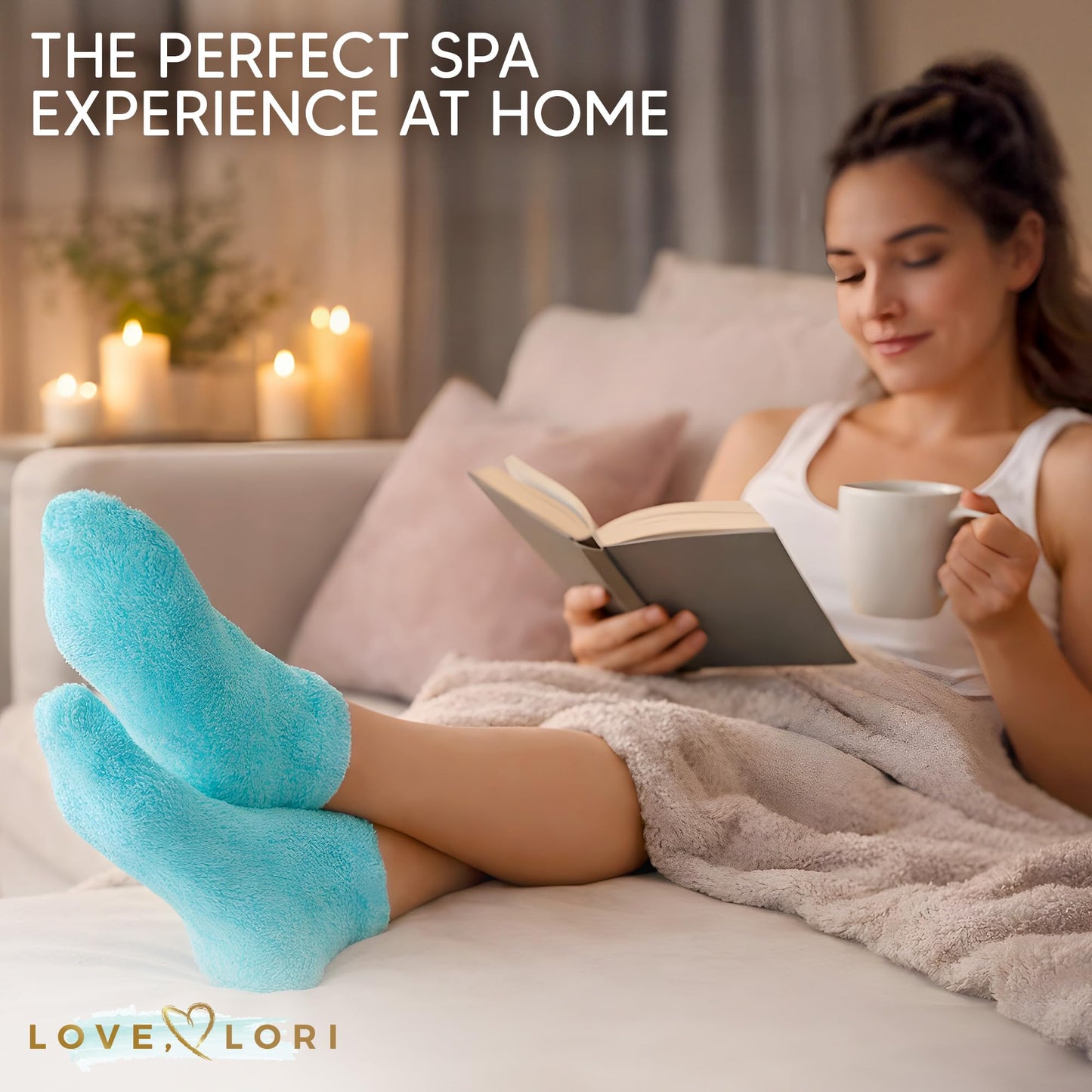 Moisturizing Socks (Up to Size 8.5) - Gifts for Women Her Wife - Infused with Vitamin E & JoJoba Oil - Gel Silicone Aloe Foot Care Socks - Spa Self Care Gift