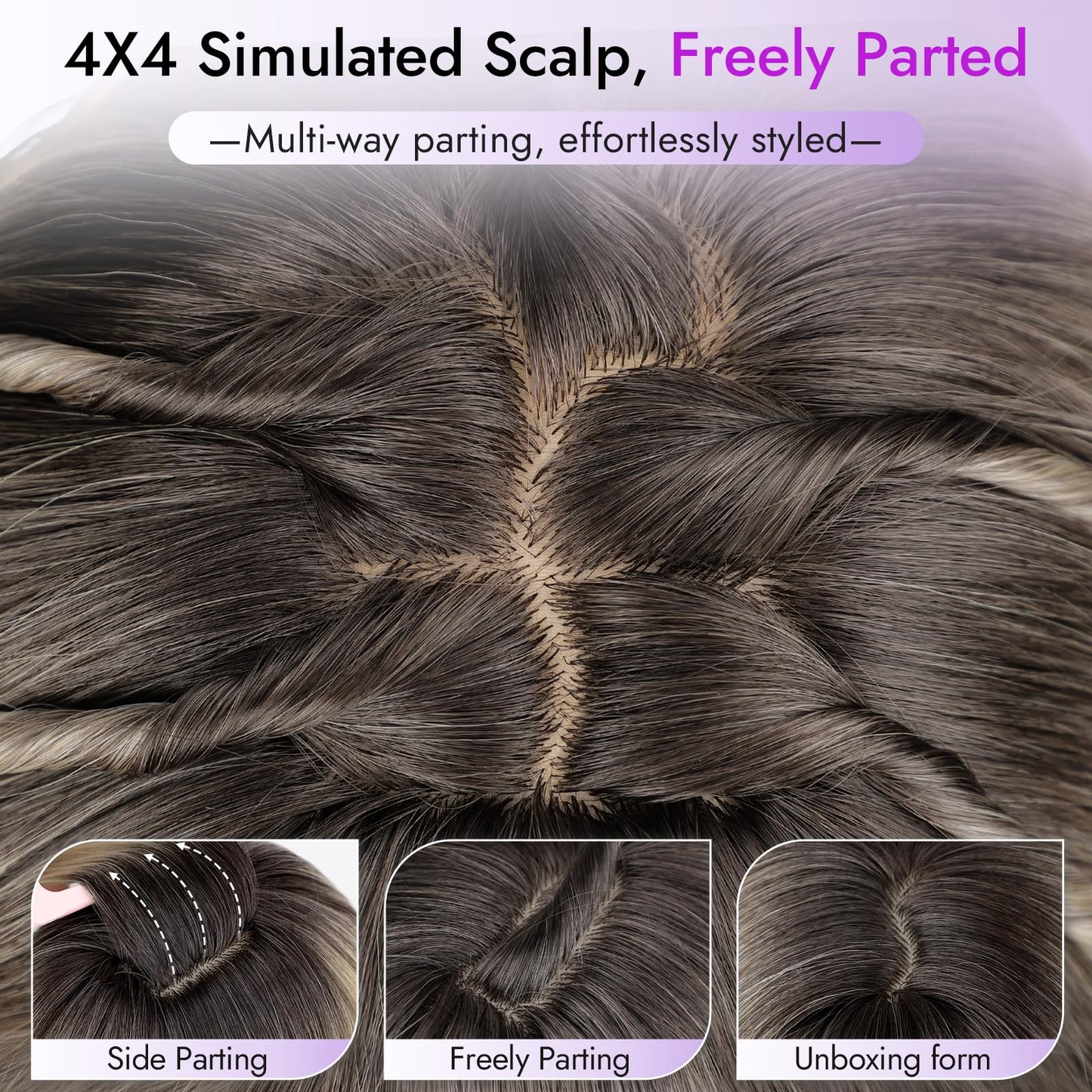 Eawwii Long Ginger Wig with Bangs for Women,4x4 Realistic Scalp, Free Parting,Layered Hairstyle Synthetic Heat Resistant for Daily Party Use 26 inch