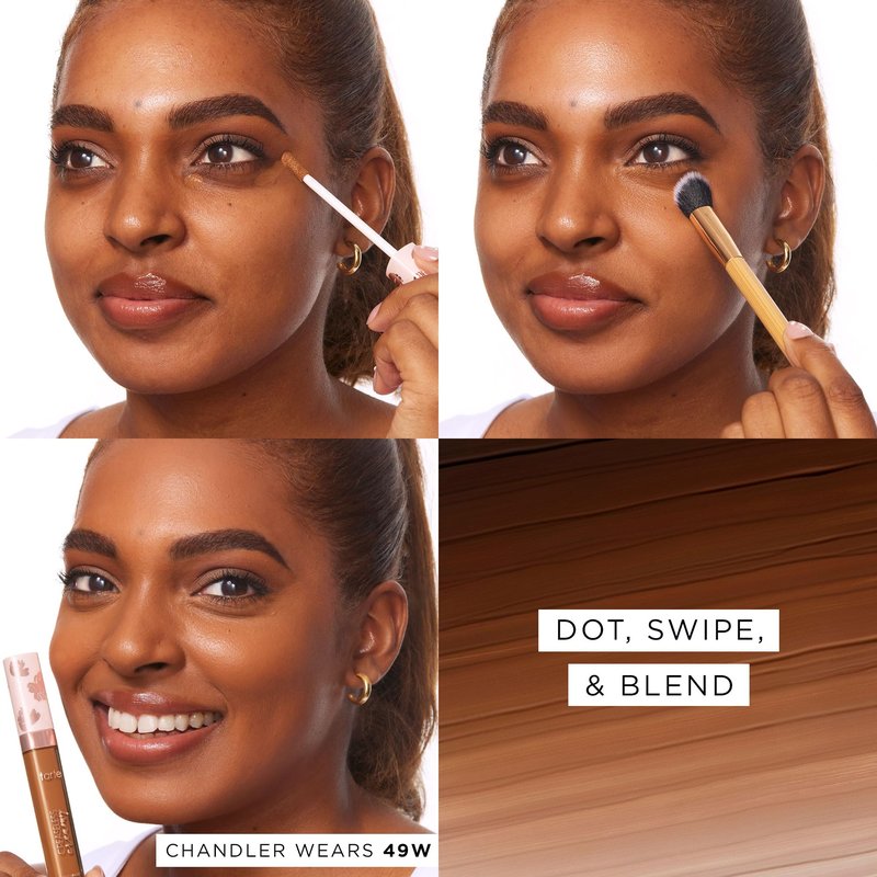 tarte creaseless creamy full-coverage concealer – Waterproof Hydrating Longwear, Niacinamide & Caffeine for covering Dark Circles & Blemishes, Vegan & Cruelty-Free, full size, 60W mahogany warm