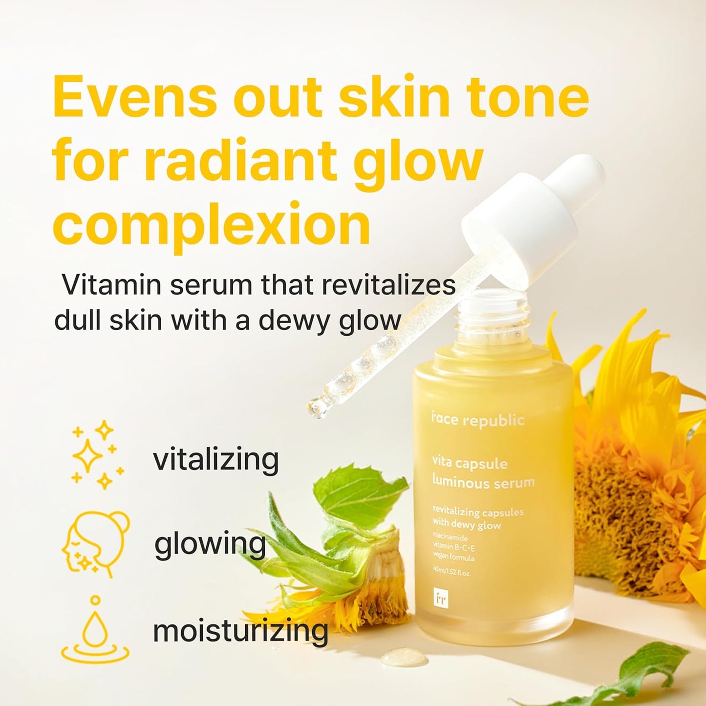 Vita Capsule Luminous Serum - Revitalizing Radiant Glow for Dull Skin | 45ml | Vegan Korean Skincare with Vitamins & Niacinamide