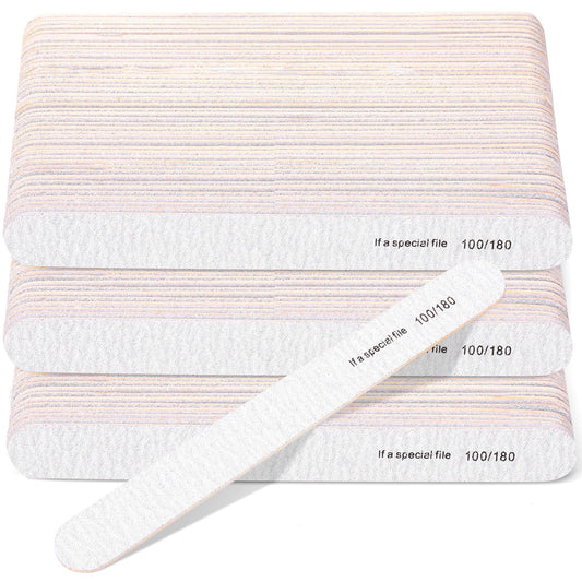 Minatee 150 Pcs 100/180 Grit Nail Files Bulk Doubled Sides Emery Boards Professional Manicure Tools for Natural Nails Home and Salon Supplies