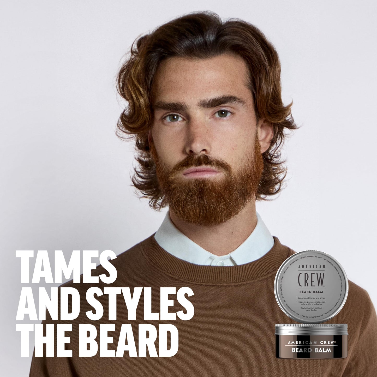 American Crew Men's Beard Balm, Conditioning & Softening Styler to Tame and Style, Sweet Almond Oil & Shea Butter, 2.3 Fl Oz