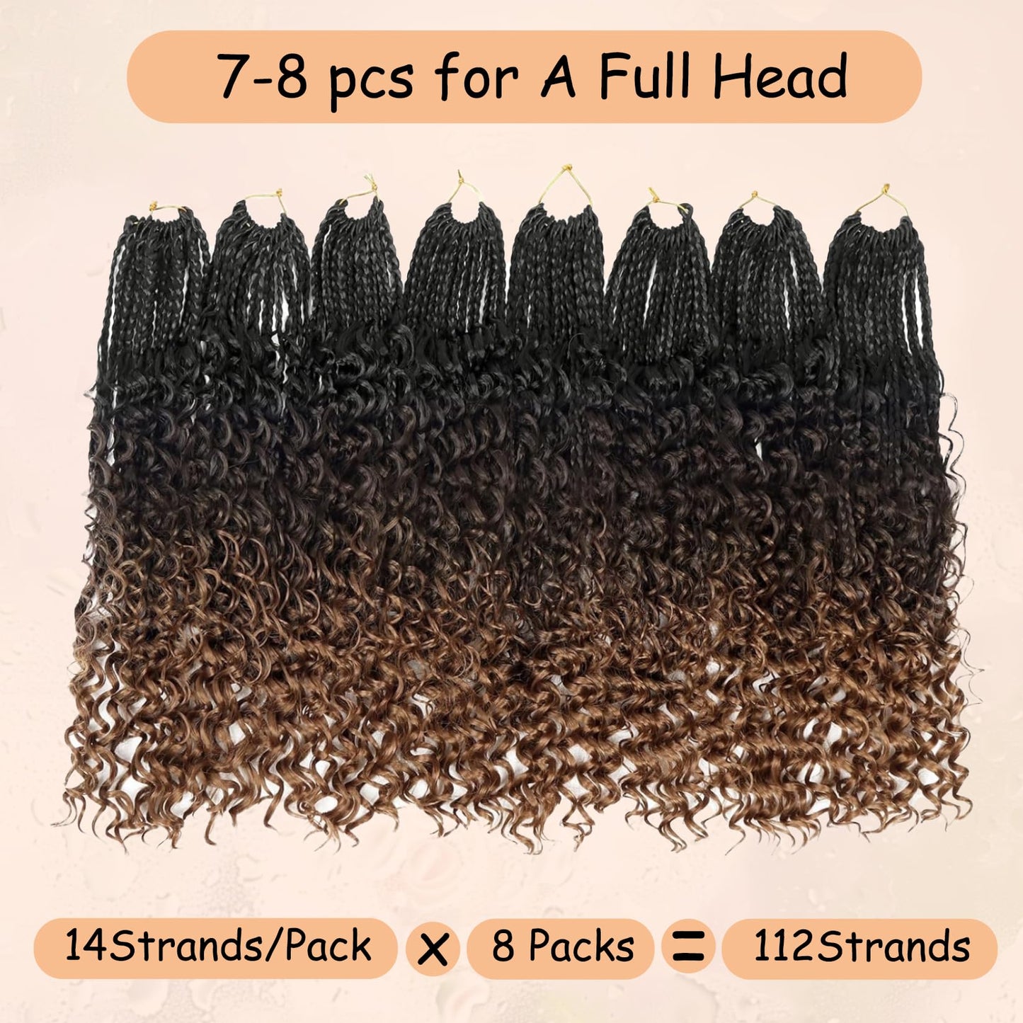 Goddess Boho Box Braids Crochet Hair for Black Women 16 Inch 1B-4-30