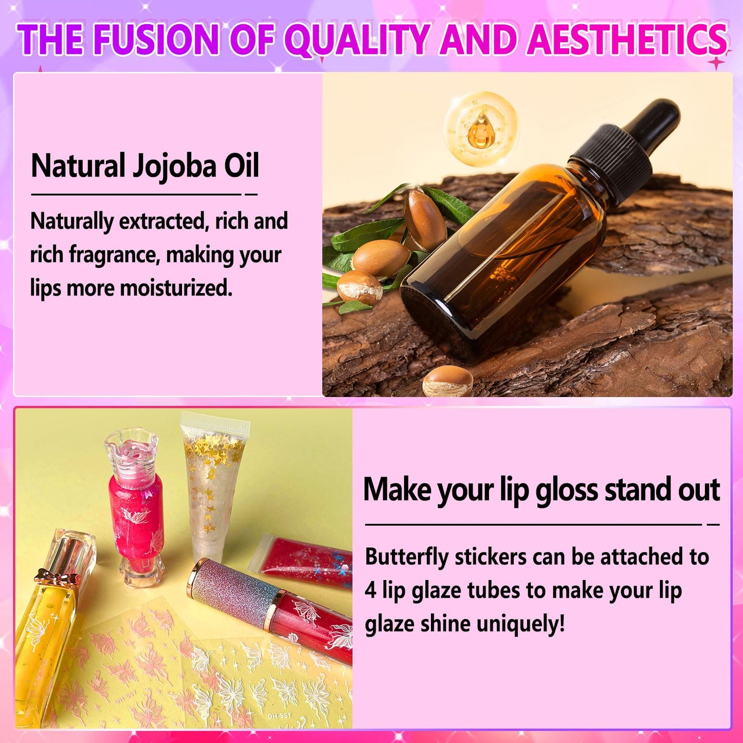 Jcoos Lip Gloss Making Kit, Lip Gloss Set for Teens Tweens Girls Woman Lip Kit Fun DIY Lipgloss Making Kit, Make Your Own Lip Gloss Kit, Moisturizing Glitter Kids Gifts Stuff for Beginner Women Girls