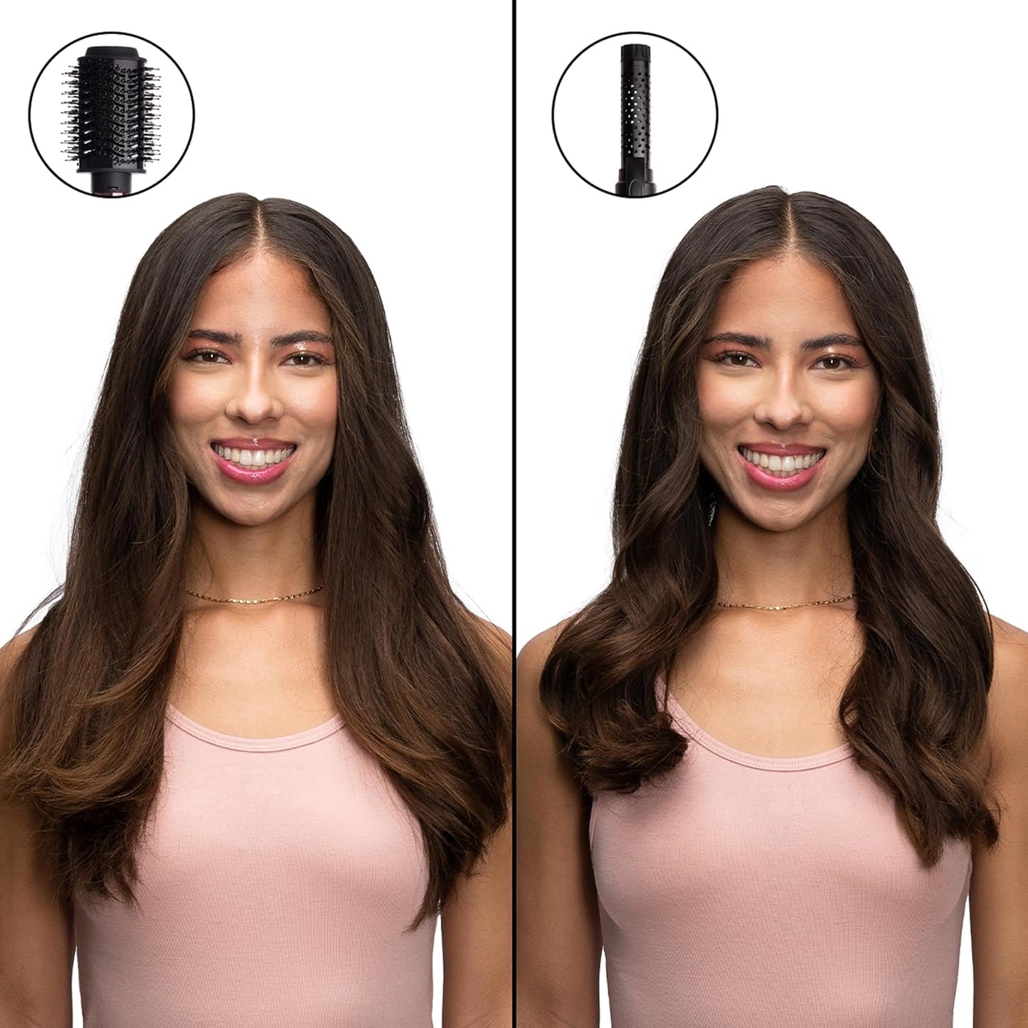 Foxybae 4-in-1 Blow-Dryer Brush Set - Curling Barrel & Diffuser for Frizz-Free Hair | Black Rose-Gold
