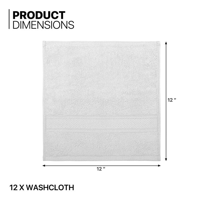 MoNiBloom 12-Piece 100% Cotton Face Wash Cloth Set for Bathroom Home Hotel Spa Gym Yoga Shower Highly Absorbent Ultra Soft Quick-Dry (White)