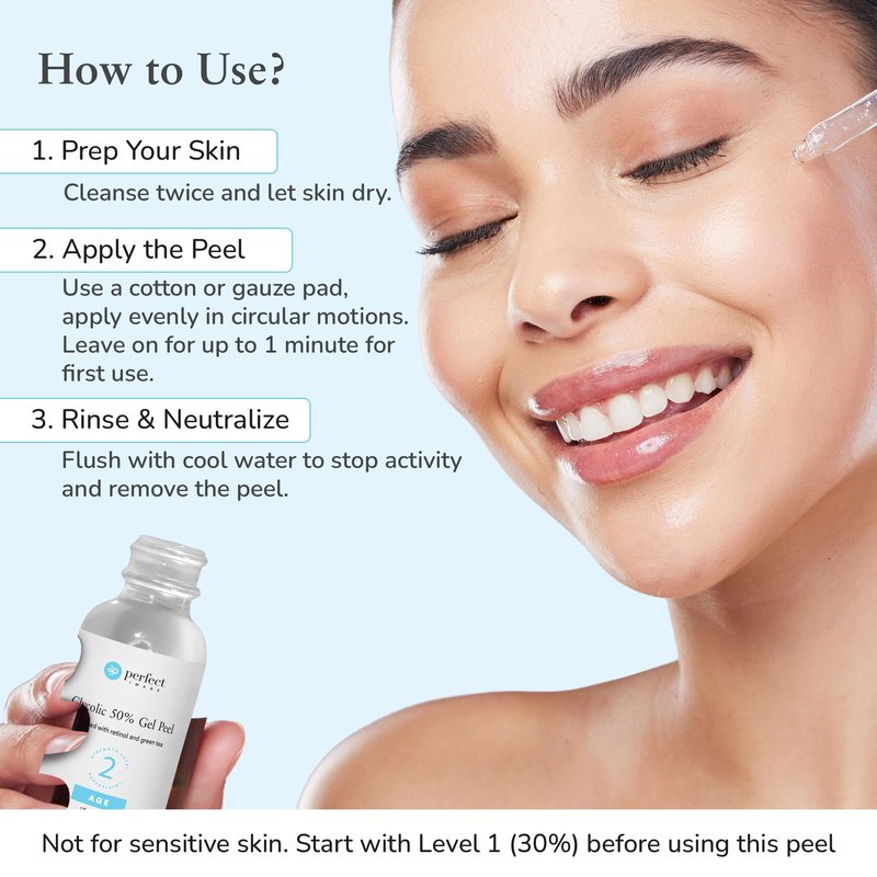 Glycolic Acid 50% Gel Peel - Enhanced with Retinol & Green Tea Extract (Professional Skin Peel)1 ounce
