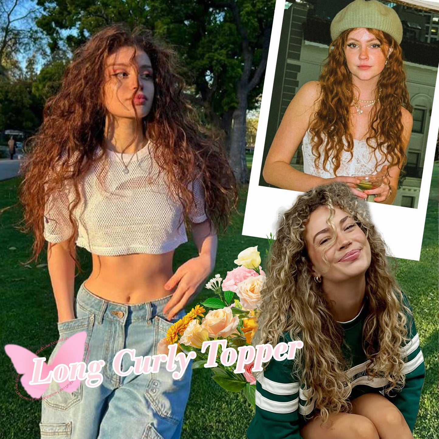 Curly Hair Topper - Lightweight Clip-In Hairpiece for Women | Natural-Looking Volume & Coverage