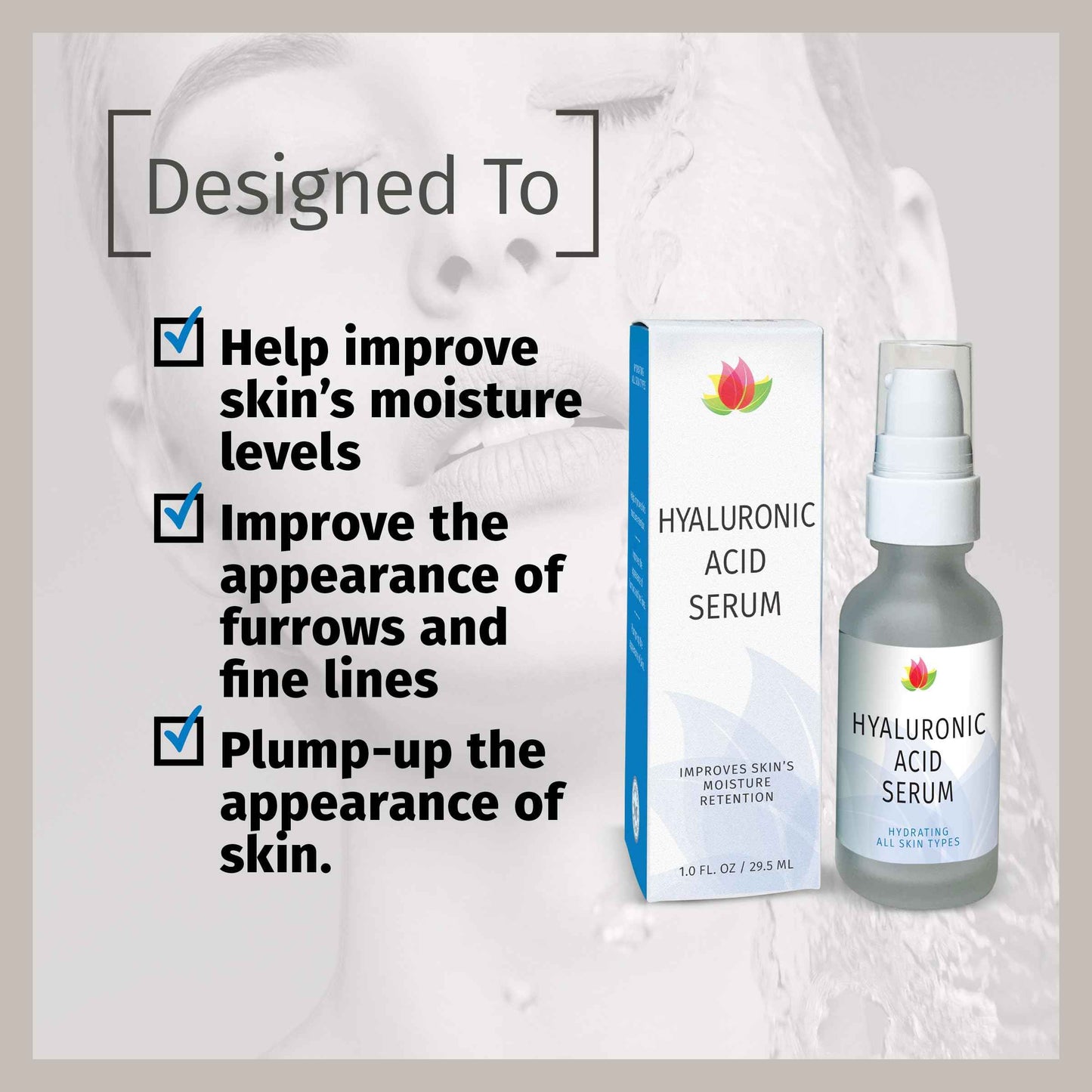 Reviva Labs Hyaluronic Acid Serum for Face and Neck - Moisturizing, Nourishing, and Hydrating Serum Acido Hialuronico - Face Serum for Women, 1 Fl Oz