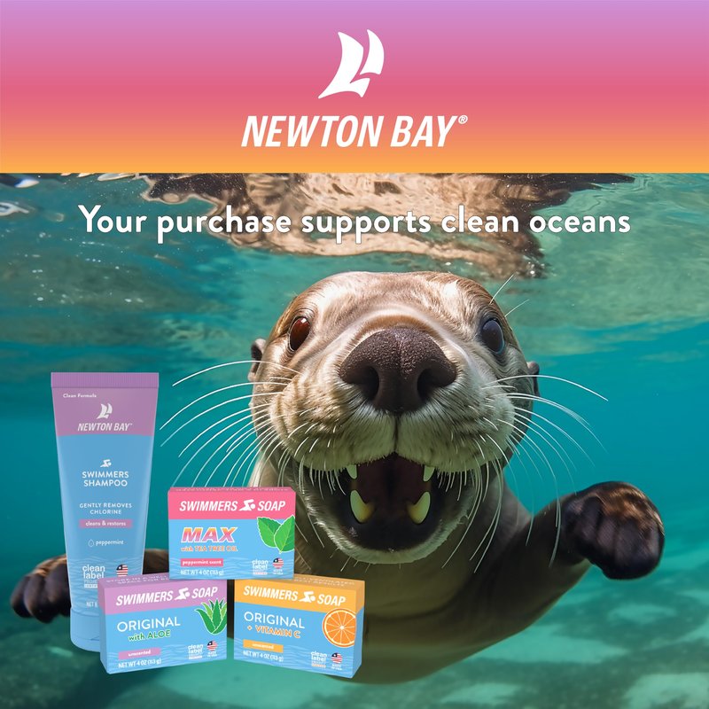 Newton Bay Swimmers Soap + Vitamin C | All Natural Body and Face Wash Soap Bar | Neutralizes and Washes Away Chlorine After Swimming | Revitalizes Sensitive Skin | Single 4 Ounce Soap Bar