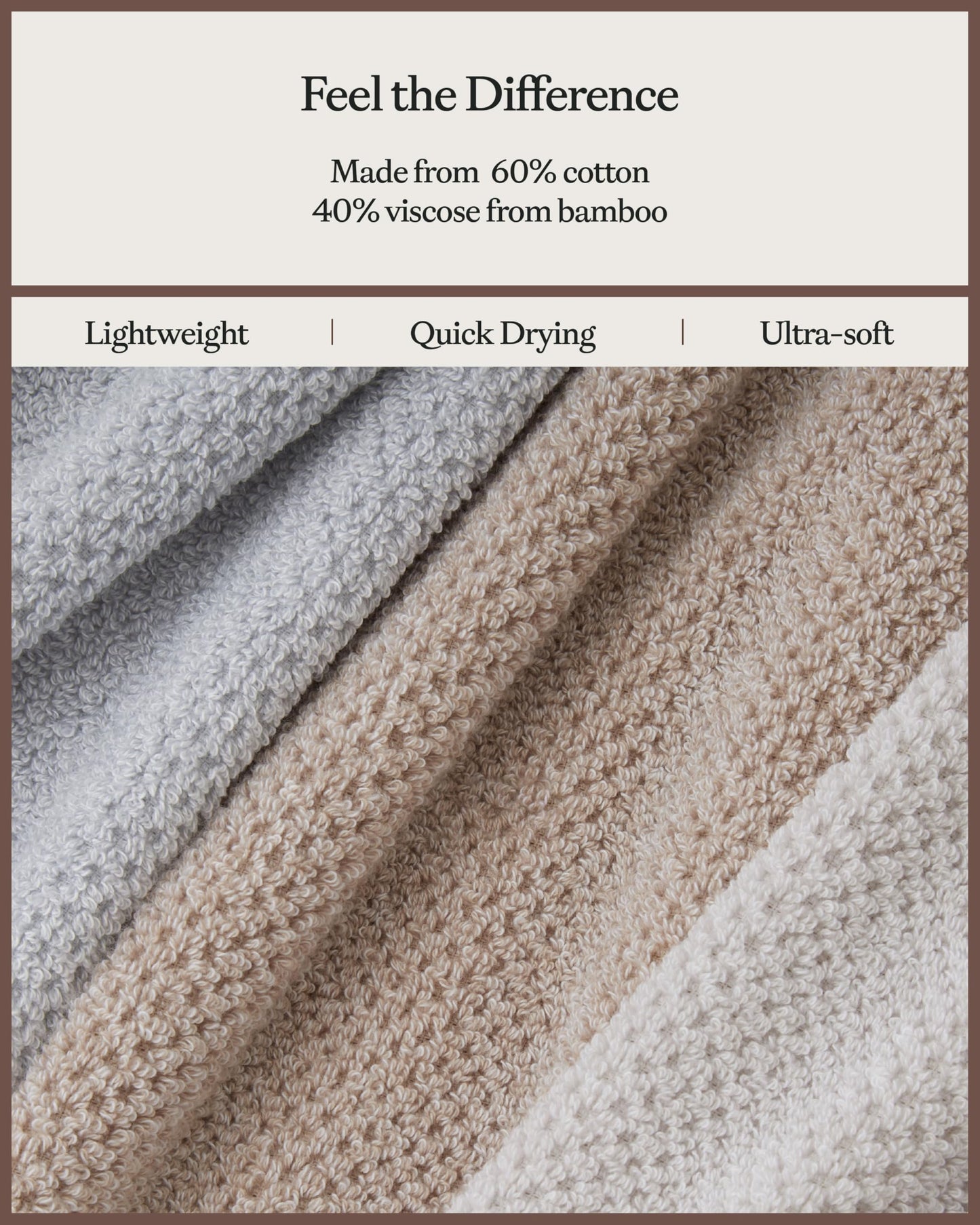 Cozy Earth Nantucket 60% Cotton 40% Viscose from Bamboo Washcloth - 600 GSM Plush & Fast-Drying with Rice Weave Pattern - 4 Pack 13" x 13" Luxury Washcloth - Light Grey