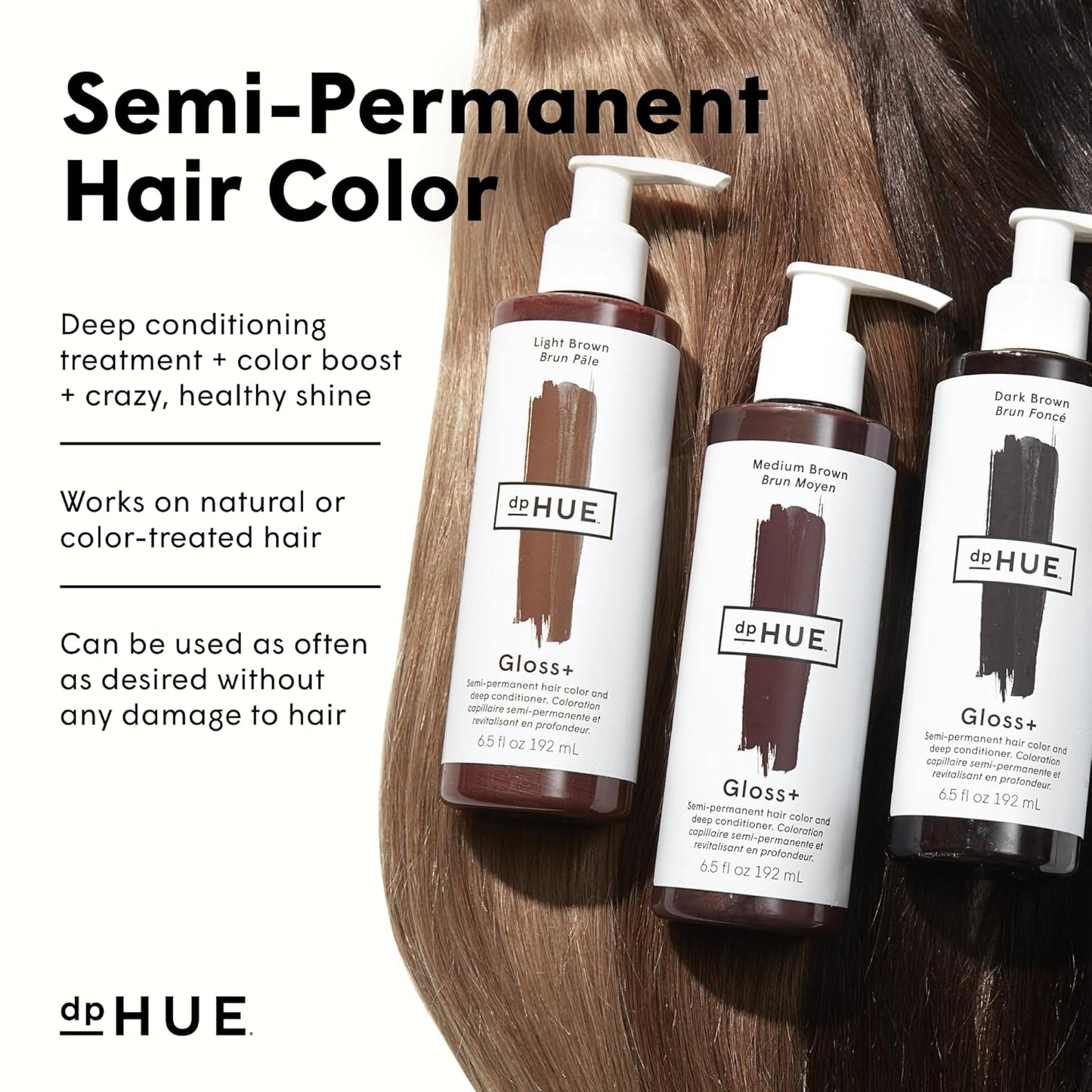 dpHUE Gloss+ | Cool Medium Brown Hair Color Treatment - Boosts Fading & Refreshes Color - 8-12 Applications