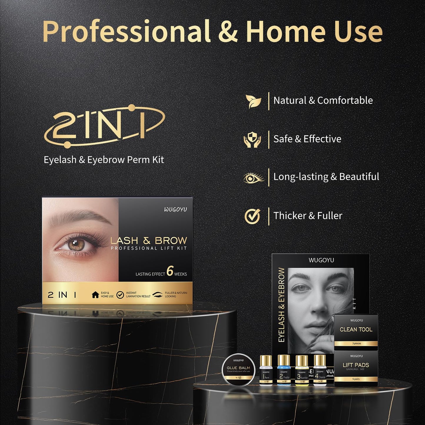 Lash Lift Kit - Brow Lamination Kit, Eyebrow Lamination Kit, Professional Eyelash & Brow 2 IN 1 Perm Kit, Eyebrow lift Kit, Fuller & Thicker Brows Suitable for Salon & Home Use, Lasts For 4-6 Weeks