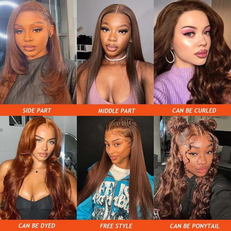 Brown Human Hair Transparent Lace 4x4 Closure Straight Chocolate Brown 4# 100% Unprocessed Virgin Hair Pre Plucked With Baby Hair Wet And Wavy Lace Closure For Women 20 Inch