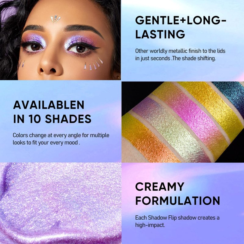 Glitter Eyeshadow Liquid Set - 5Pc Multichrome Metallic Holographic Eye Toppers | Long Lasting & Smudgeproof