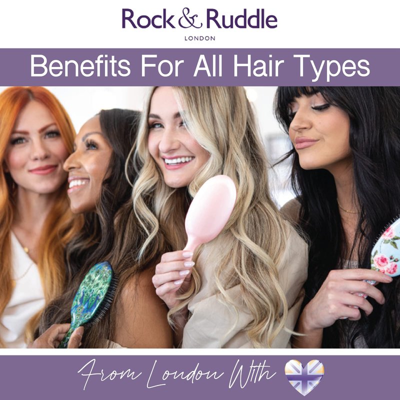 Rock & Ruddle Natural Mixed Boar Bristle Hair Brush for Women, Kids (Small/Travel Size, 17.5cm) - Perfect for Wet or Dry Hair, Detangling Smoothing Blowdrying - Made in UK - Miss Daisy Union Jack