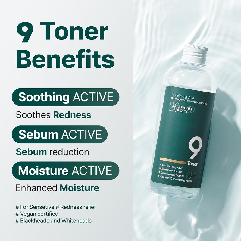Soothing Toner with Mugwort Extract | Moisturizing & Sebum Control for Sensitive, Dry, Oily Skin – 300ml / 10.14 fl. oz