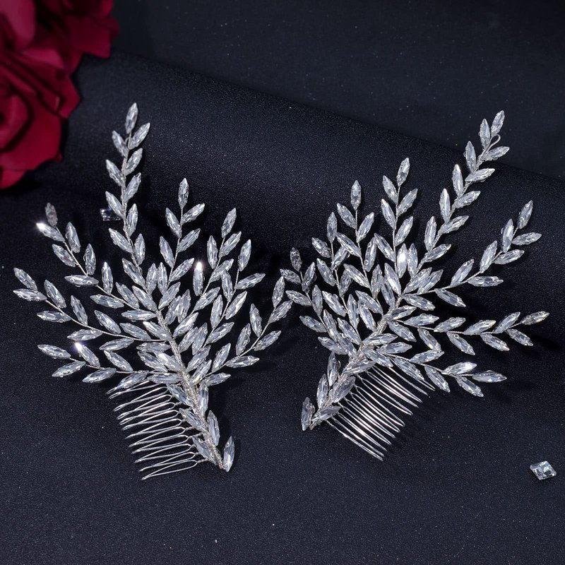 WONRLUA 2 PCS Bridal Hair Comb, Wedding Hair Clips for Brides, Bridal Headpieces for Wedding