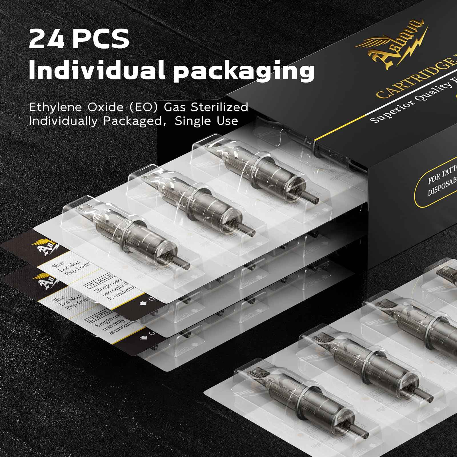 Tattoo Cartridge Needles for tattooing,Box of 24Pcs, Disposable Tattoo Needle (1005RL)