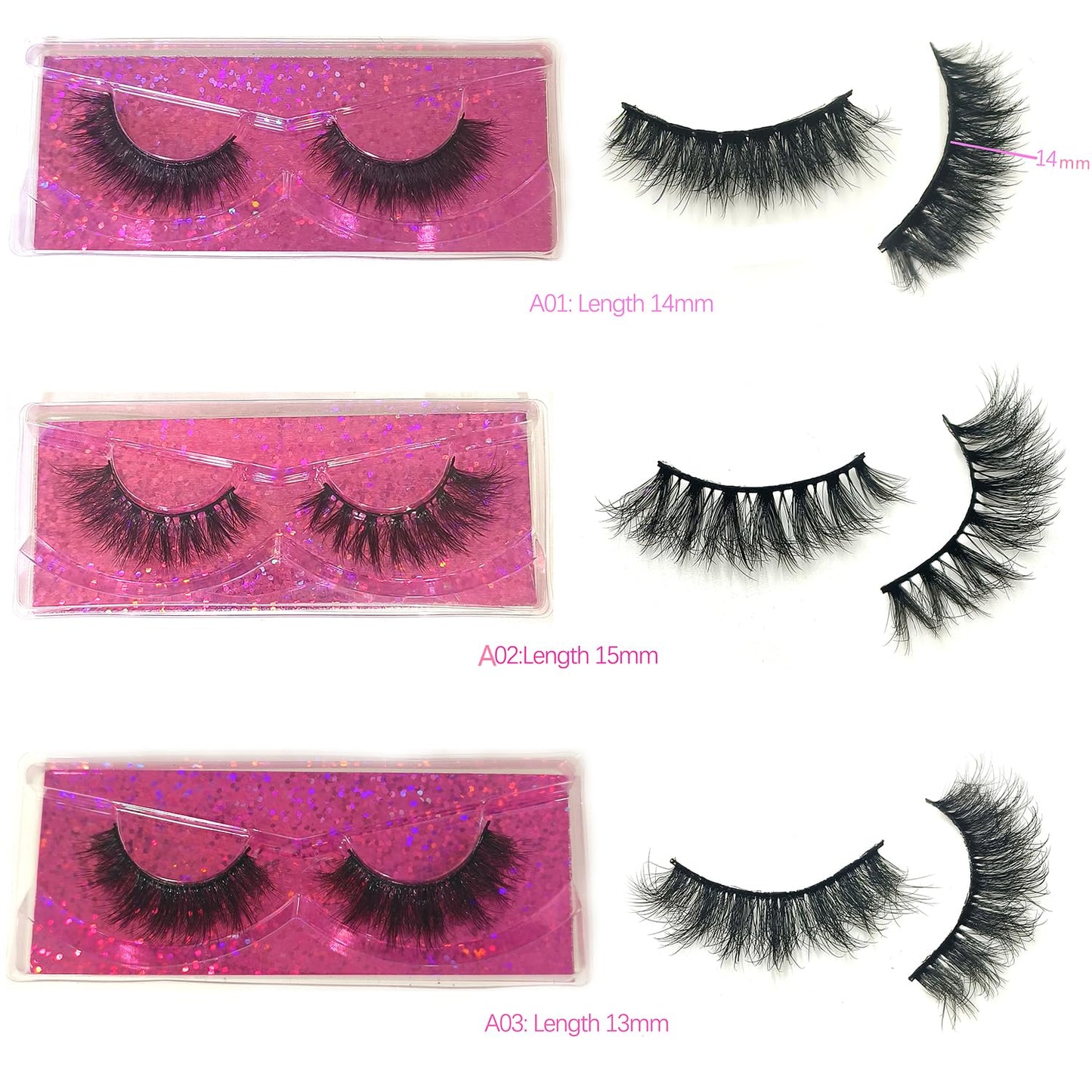U-Hotmi Natural Look Fluffy Eye Lashes, Faux 3D Mink Lashes 10 Styles Eyelashes Wholesale(30 Pairs)