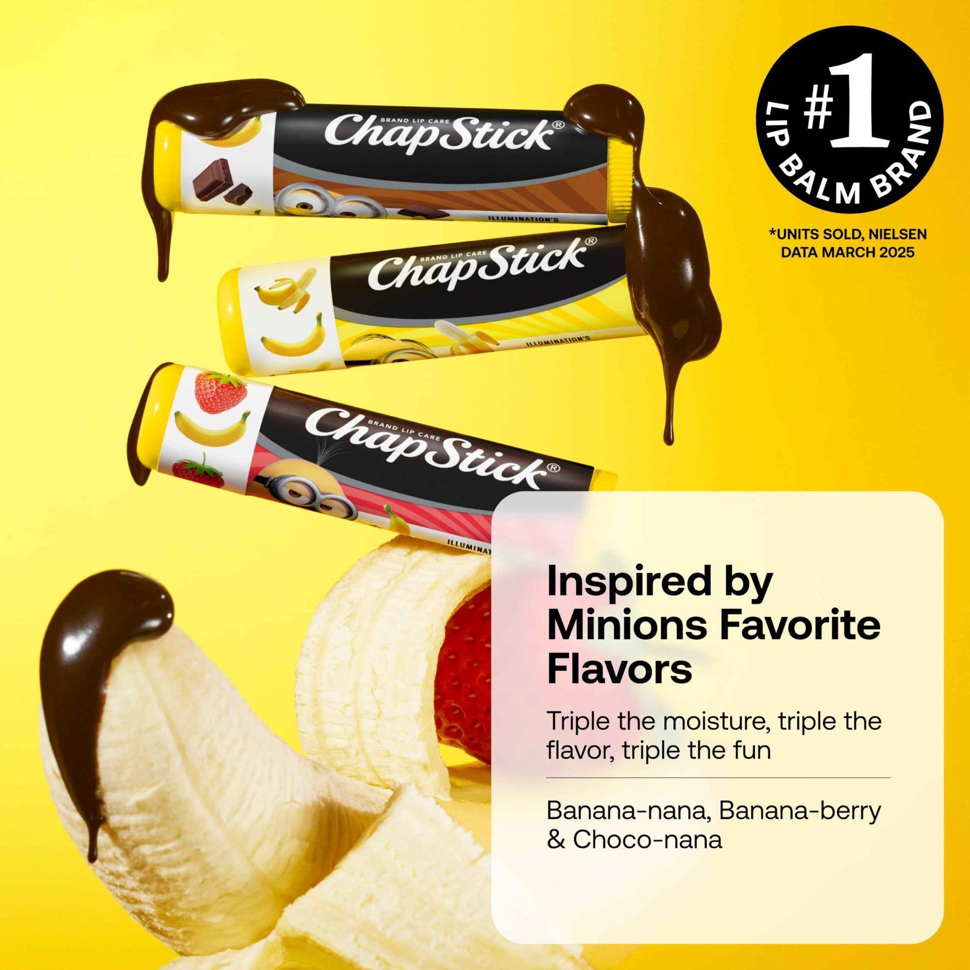 ChapStick Lip Balm, Minions Banana Variety Packs (12 Sticks), Party Favors for Kids, 0.15 Oz Ea