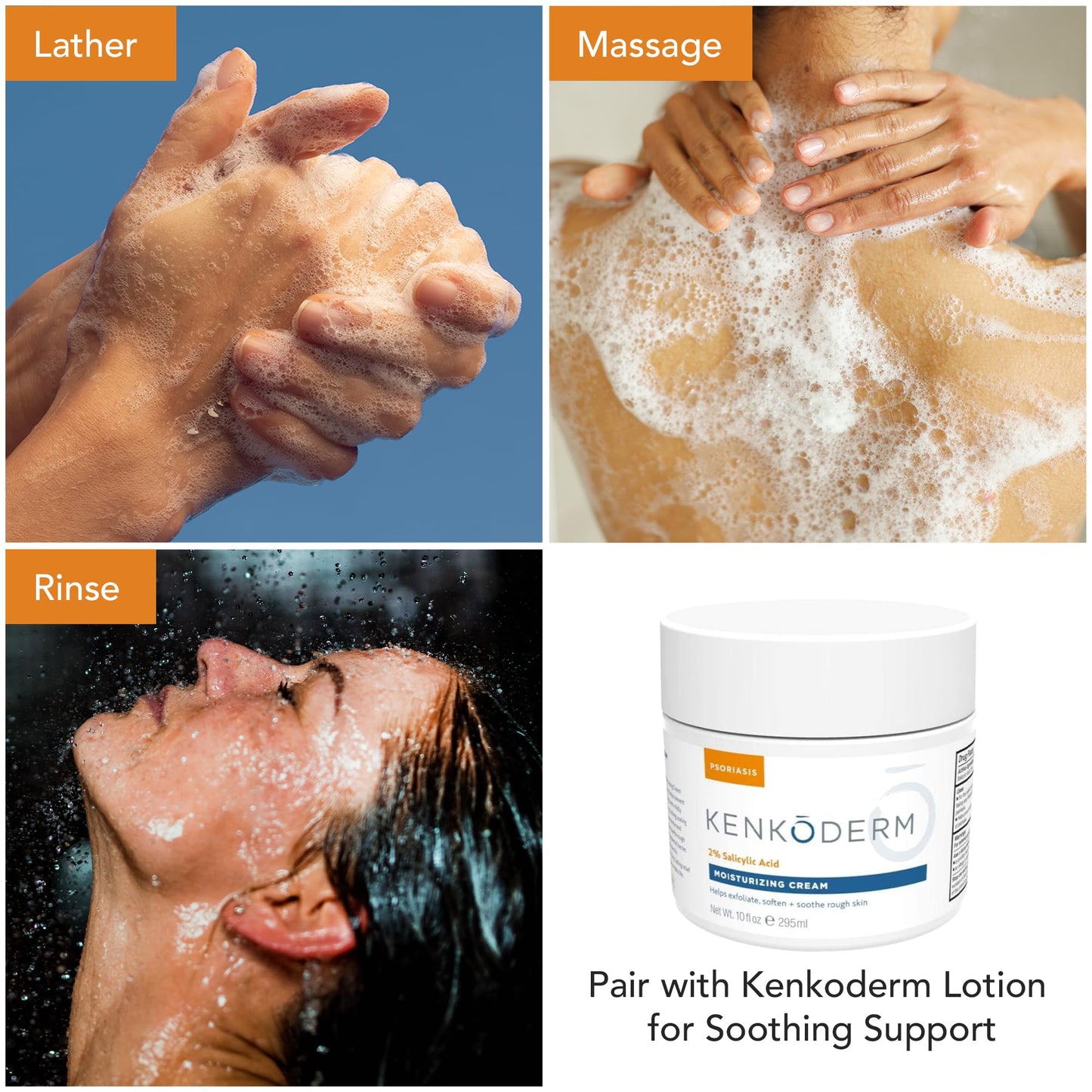 Kenkoderm Psoriasis Dead Sea Mineral Salt Soap with Argan Oil & Salicylic Acid, Natural Exfoliating Body & Face Cleanser for Sensitive Skin, Color & Fragrance Free, 4.25 Ounce, Pack of 4 Bars