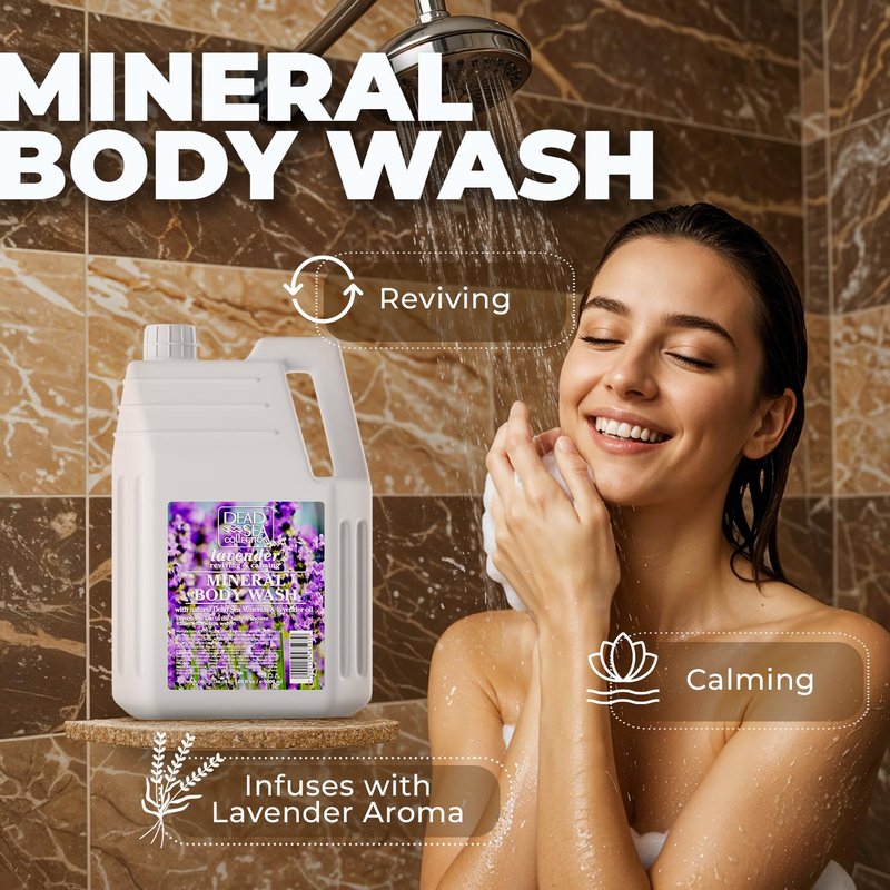 Lavender Body Wash Refill - Dead Sea Minerals & Lavender Oil | 128 fl. oz Bulk Size for Men & Women