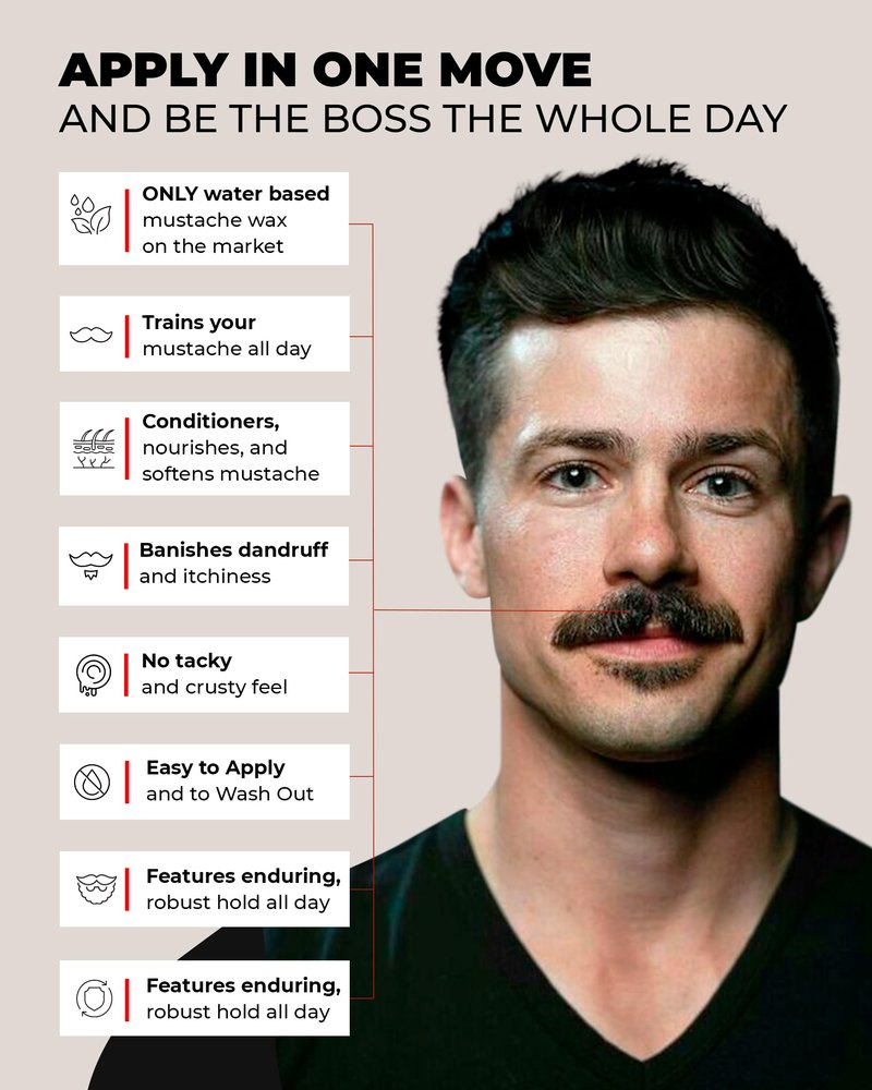 Bossman MUDstache Unscented Mustache Wax for Men (3 oz) - 3 Pack - Strong 24-Hour Hold, Non-Tacky & Easy to Apply for Taming & Styling