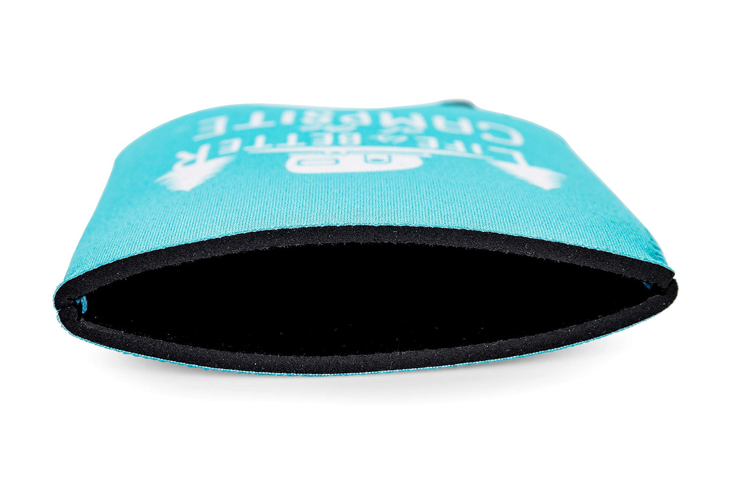 Camco Life is Better at The Campsite Can Sleeve – Neoprene Soda or Beer Can Coolie, Fits 12 oz. Cans, Teal Blue and White Retro Camper Theme – (53249)