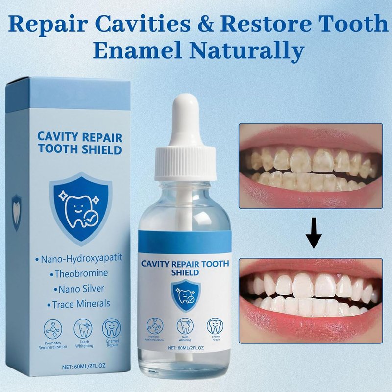 Nudenta Cavity Repair Tooth Armor Liquid - Nano Hydroxyapatite Remineralization Drops | 60ml 2-Pack for Enamel Strengthening & Whitening