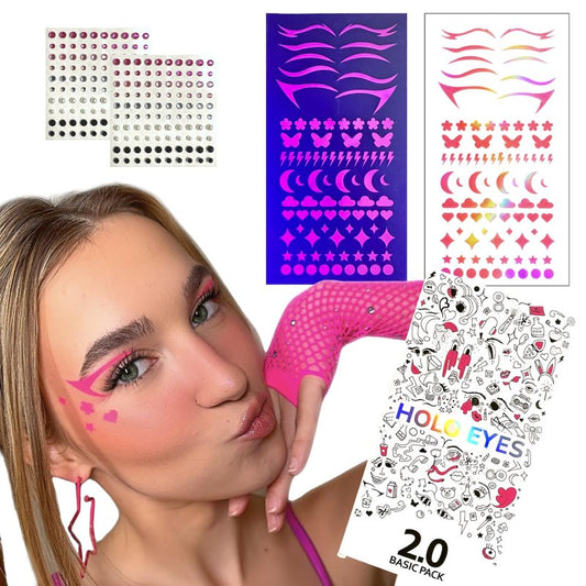 Pink holographic eye makeup stickers