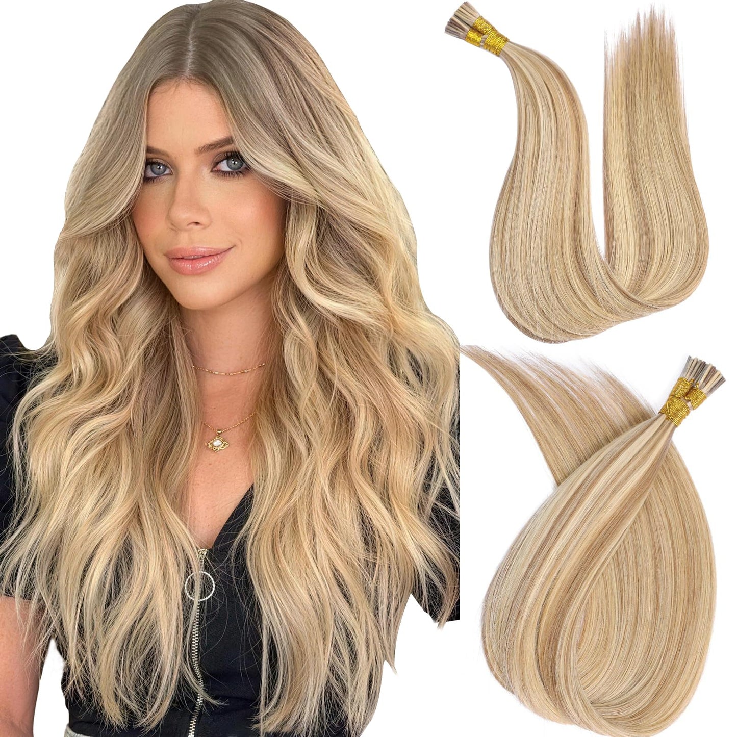 Microlink Hair Extensions Human Hair D7/60 Blonde Brown 30g/Pack Micro Link Remy Hair 22 inch Microbead Micro Loop Hair Extensions Real Human Hair Soft and Glossy Longer Life
