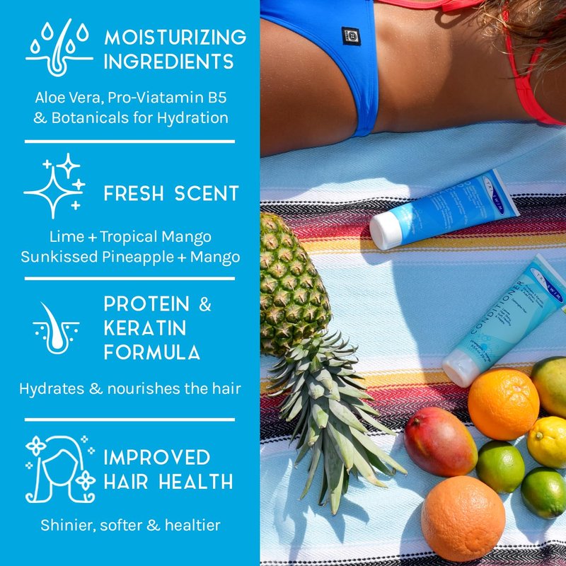 TRISWIM Chlorine Shampoo and Conditioner Set | Swim Shampoo and Conditioner for Swimmers, 8.5 fl oz Each | Paraben-Free with Aloe Vera & Keratin Removes Chlorine & Restores Damaged Hair