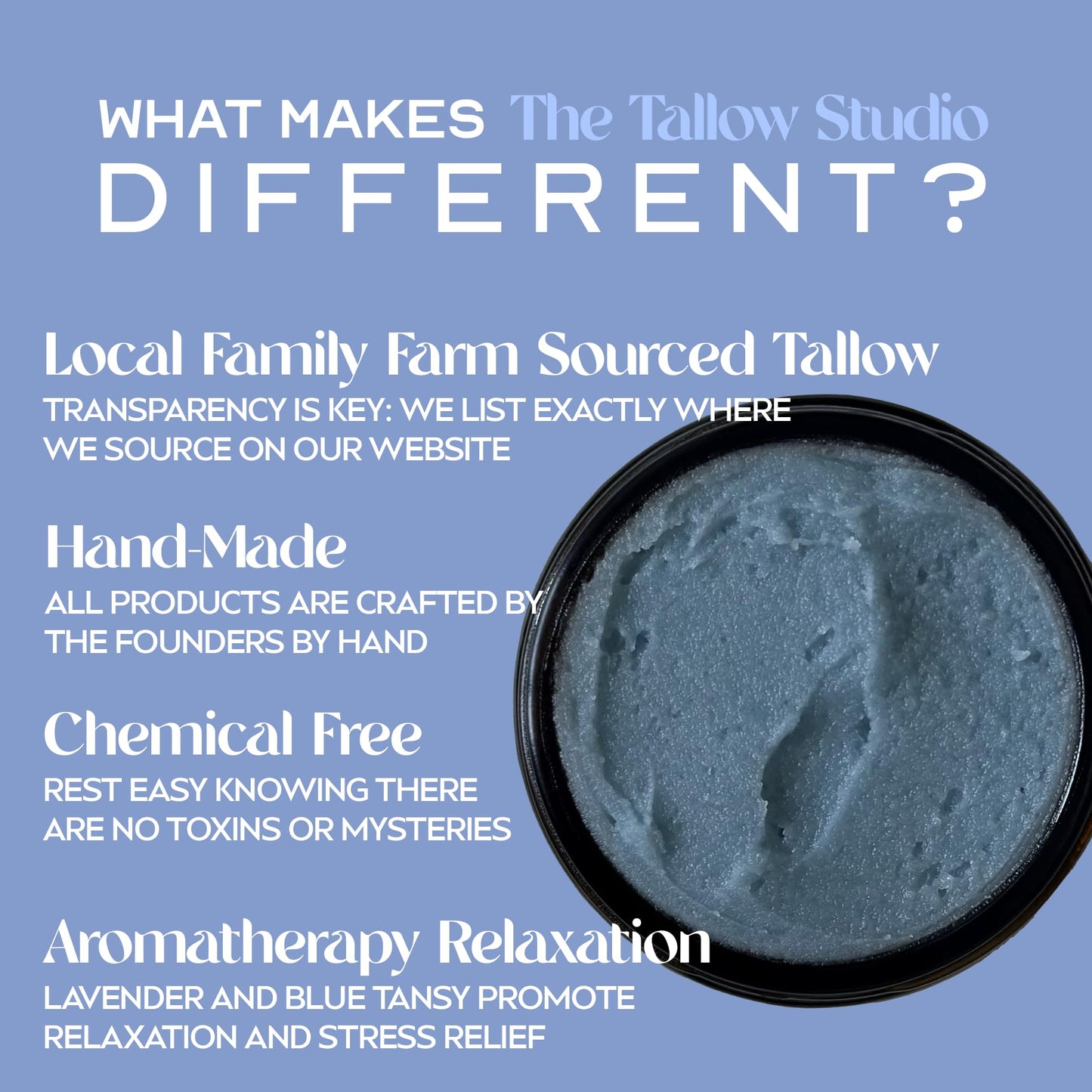 Deep Sleep Magnesium Tallow Balm (Lavender & Blue Tansy) - 350mg Magnesium - 100% Grass-Fed & Organic - for Sore Muscles, Relaxation, Eczema, Kids, Dry Skin - 4oz