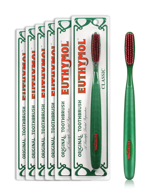 Euthymol Whitening Toothbrush (Pink, 6 Count) - Premium Soft Dual-Tension Bristles. Advanced Plaque Removal, Stain Reduction.