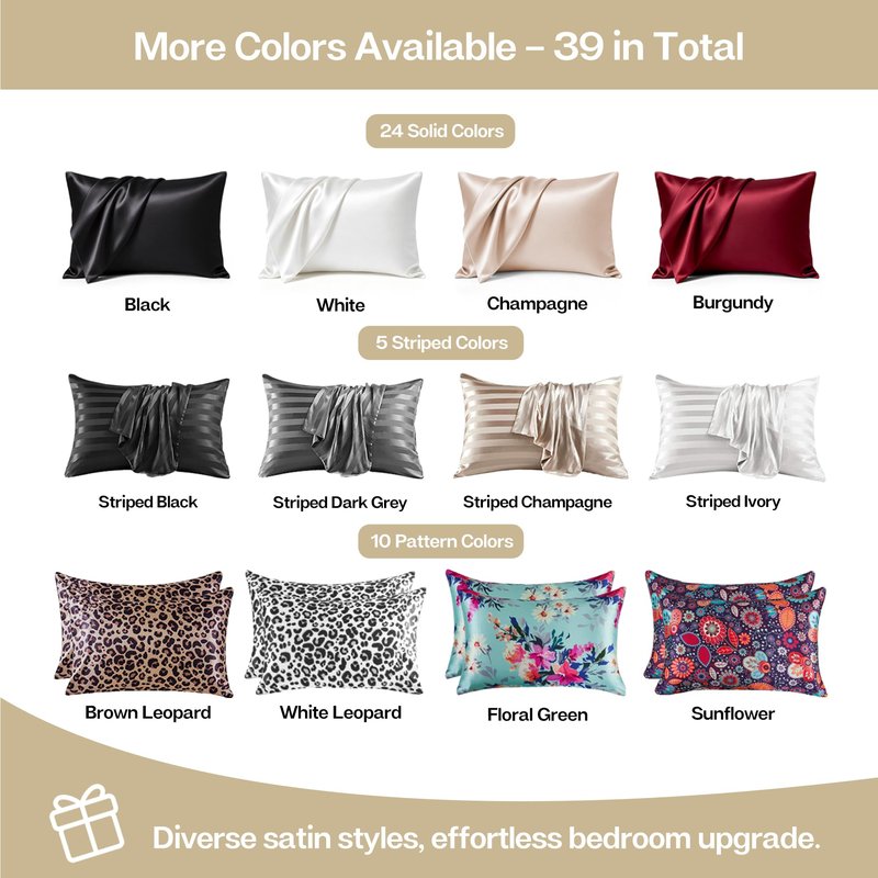 MR&HM Satin Pillowcase for Hair and Skin, Silk Satin Pillowcase 2 Pack, Standard Size Pillow Cases Set of 2, Silky Pillow Cover with Envelope Closure (20x26, Golden Bronze)
