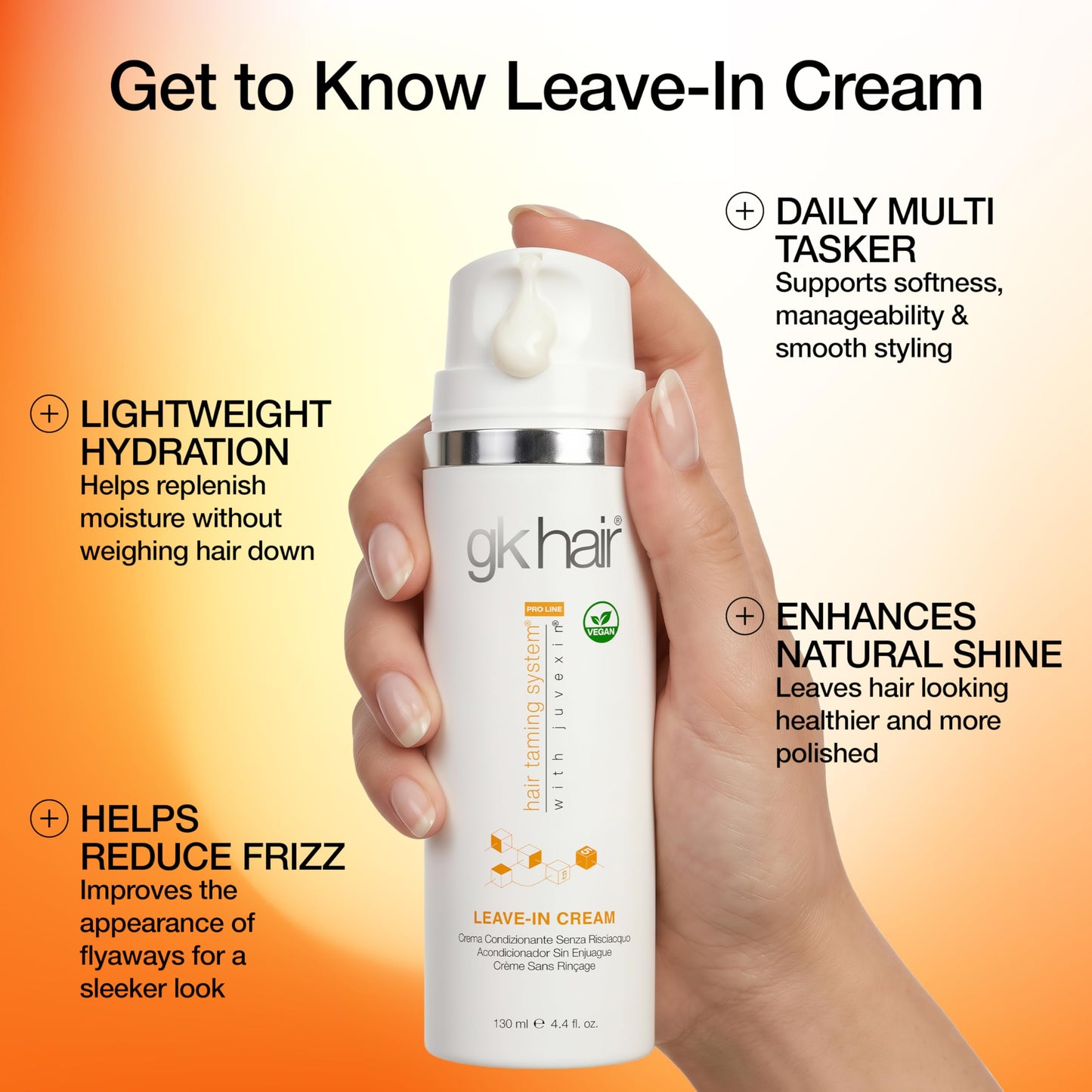 GK HAIR Keratin leave in conditioner for dry damaged hair - 4.4 Oz- Conditioning Hydrating Smoothing Moisturizing & Frizz Control For Dry Damaged Hair Taming before Swimming or Exercise