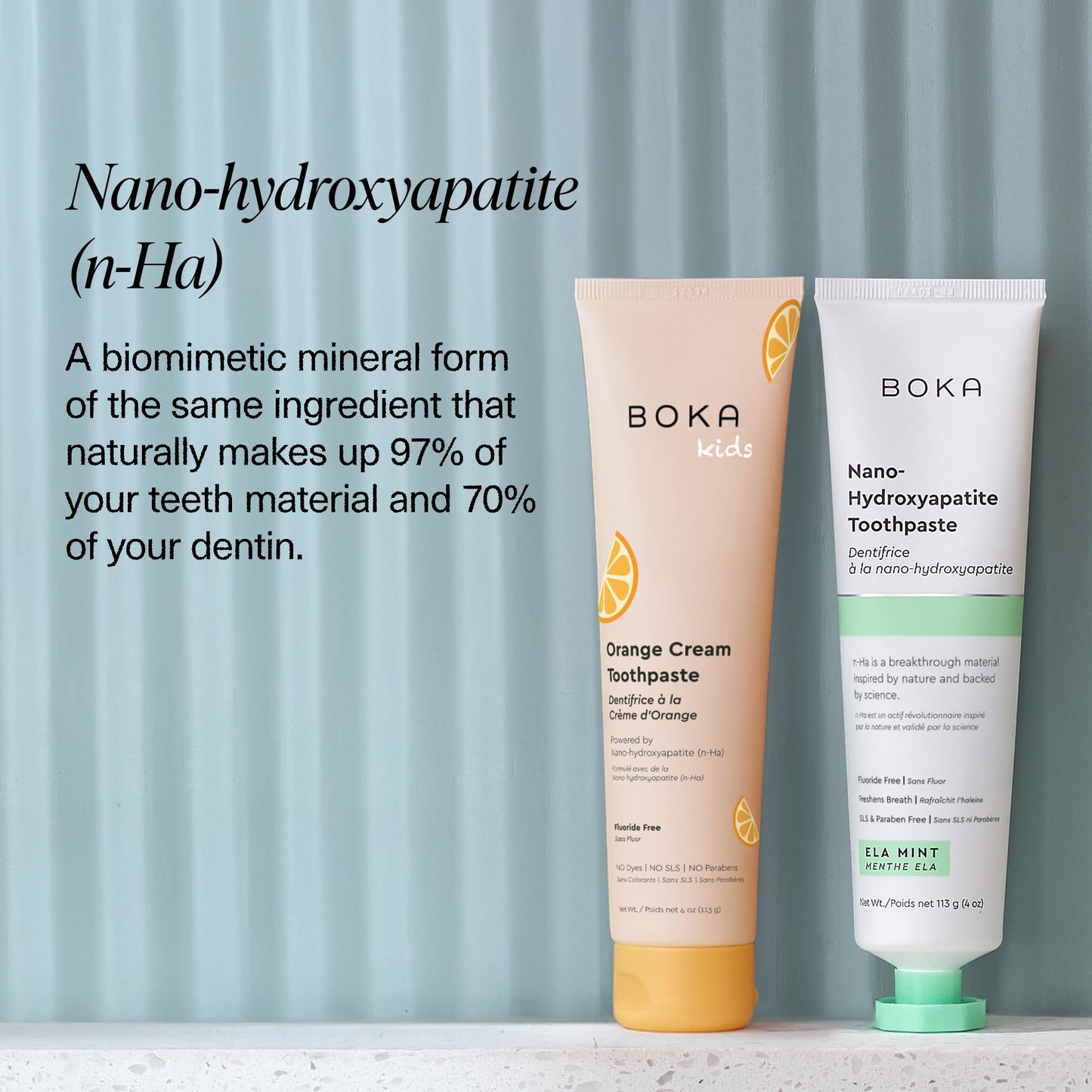 Boka Fluoride Free Toothpaste Nano Hydroxyapatite Toothpaste - Ela Mint, Orange Cream Flavor, 4 oz 2Pk