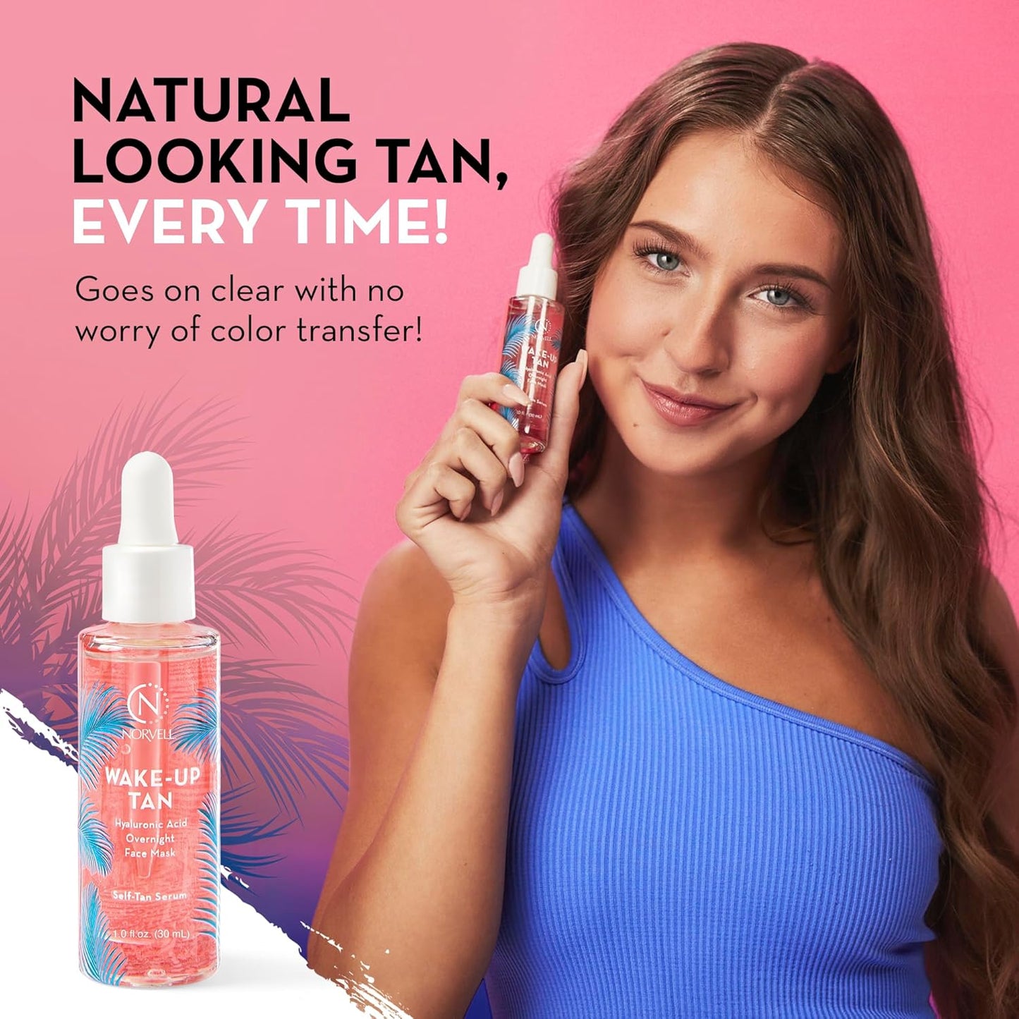 Norvell Wake-Up Tan Clear Self-Tan Face Serum - Hydrating Overnight Tanning Serum, 1 oz