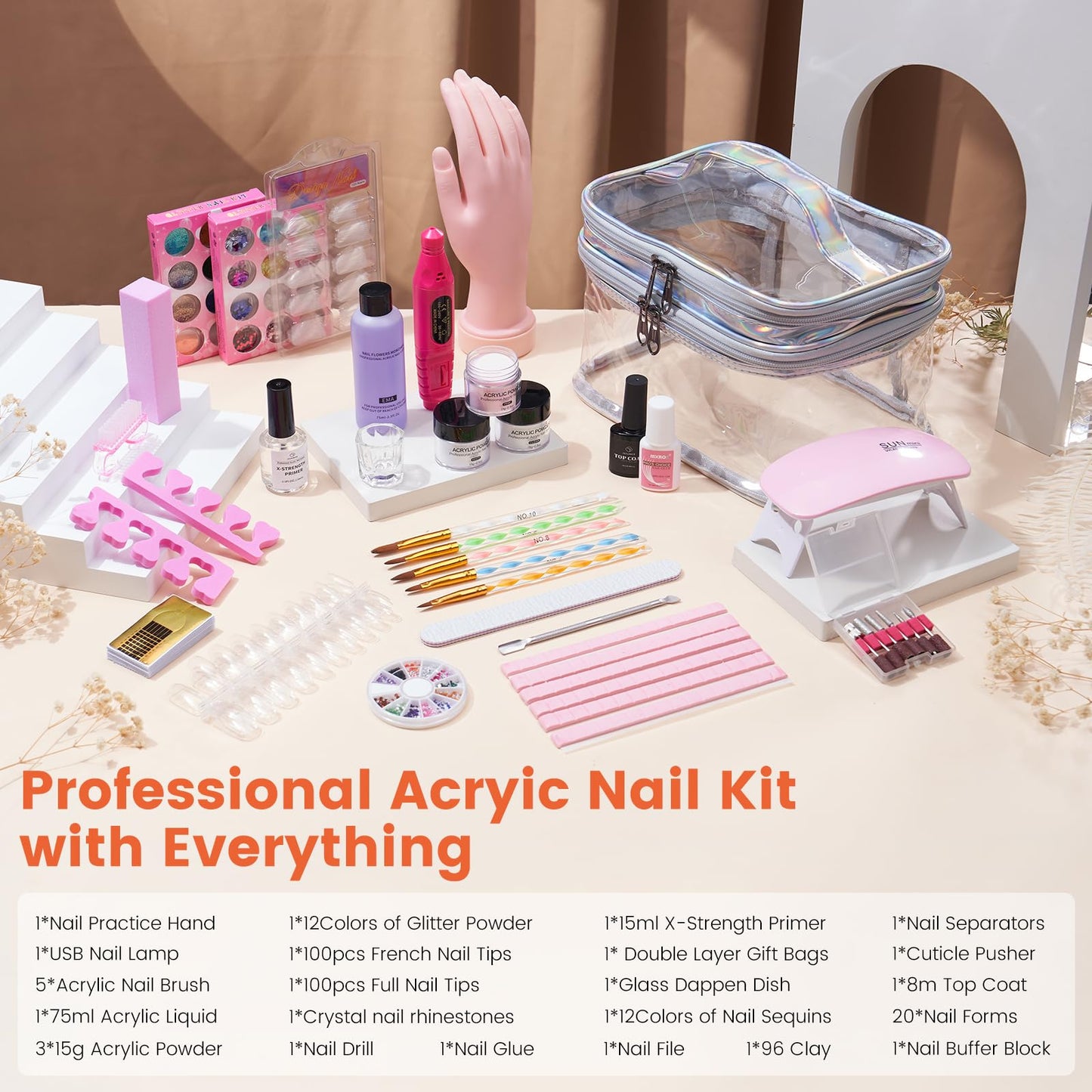Nail Kit for Beginners with Everything: Practice Nail Hand &Gift Bag